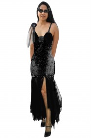 Abito elegante elasticizzato da donna nero