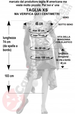Misure del costume di Rapunzel donna taglia XS