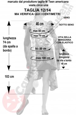 Misure costume di Rapunzel da bambina taglia 12 14 anni