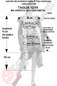 Misure costume di Rapunzel da bambina taglia 12 14 anni