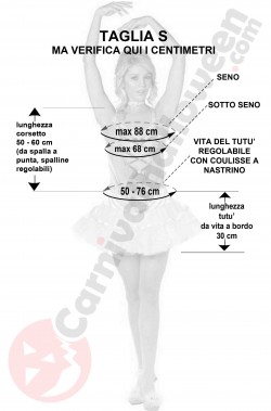 Misure costume da ballerina con tutu' taglia S
