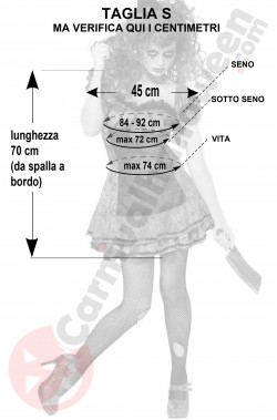 Misure costume da pagliaccio donna horror taglia S