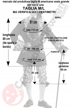 Misure del costume veneziano da uomo