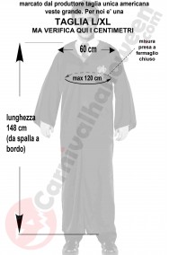 Misure tunica di Harry Potter adulto taglia L XL