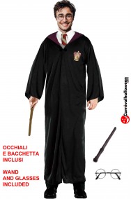 Harry Potter Hermione Tunica Grifondoro Adulto con bacchetta magica