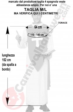 Misure costume di carnevale da Vescovo adulto taglia M L