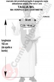Misure costume di carnevale da Vescovo adulto taglia M L