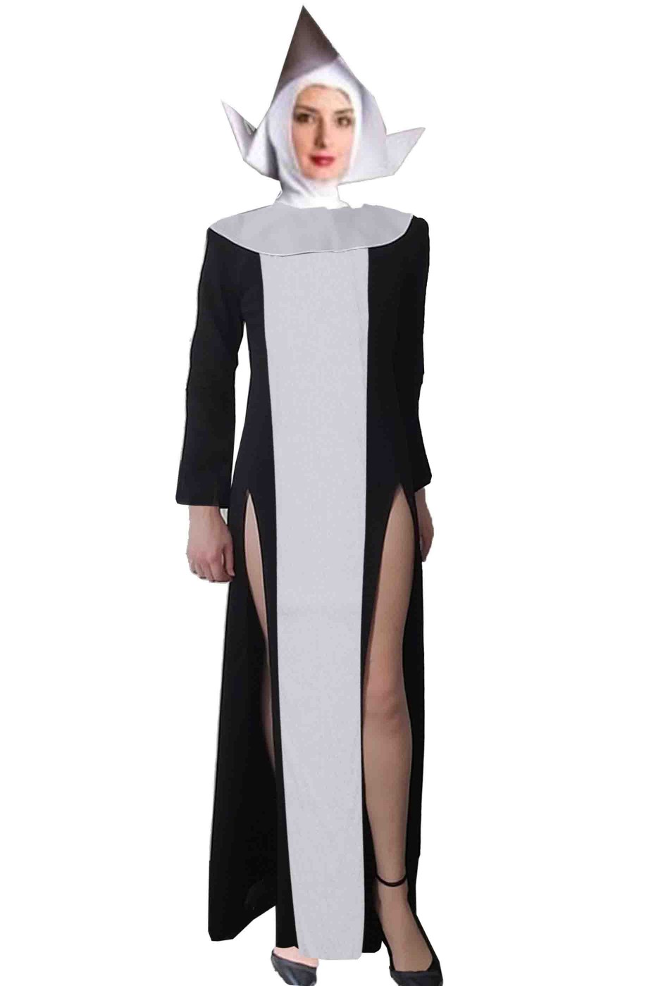 Costume da suora lungo con doppio spacco