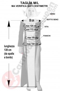 Misure costume da suora monaca a doppio spacco taglia