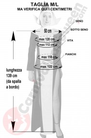 Misure costume da suora monaca a doppio spacco taglia
