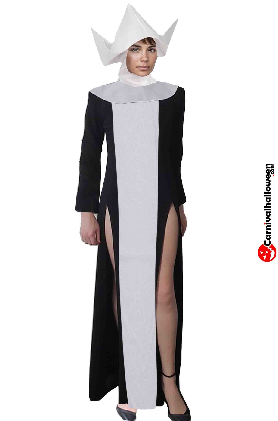 Costume da suora lungo con doppio spacco