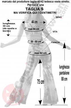 Misure costume Hawaiiano tropicale taglia S
