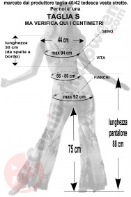 Misure costume Hawaiiano tropicale taglia S