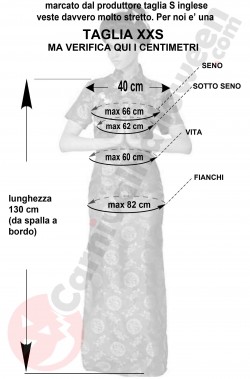 Misure del costume di carnevale da giapponese taglia XXS