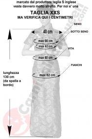 Misure del costume di carnevale da giapponese taglia XXS