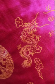 Dettaglio del tessuto del costume cinese con dragone
