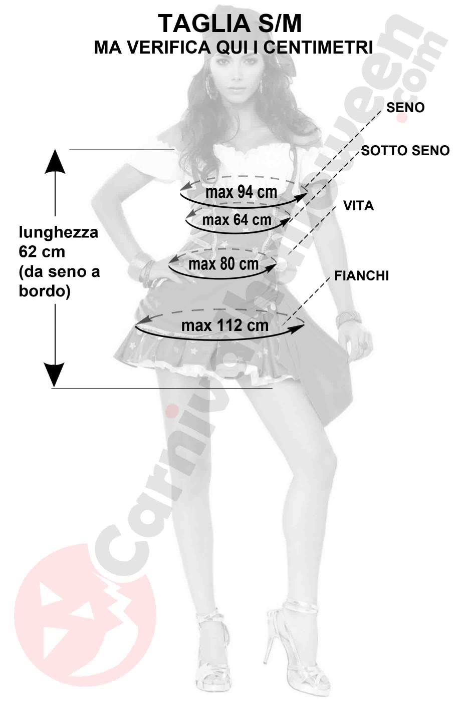 Misure costume da zingara taglia S M