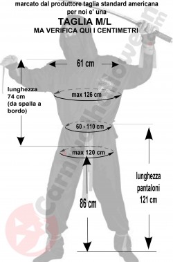 Misure costume da Ninja adulto taglia M L