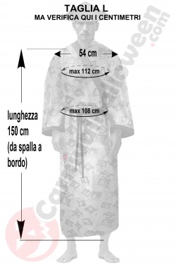 Misure del costume da cinese adulto vestaglia gialla taglia L