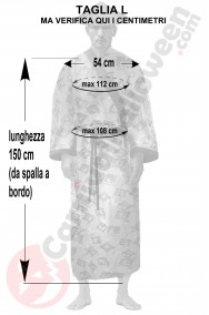 Misure del costume da cinese adulto vestaglia gialla taglia L