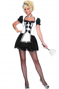 Costume da cameriera sexy bianca e nera