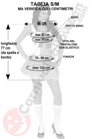 Misure costume Dorothy adulta Mago di Oz taglia S M
