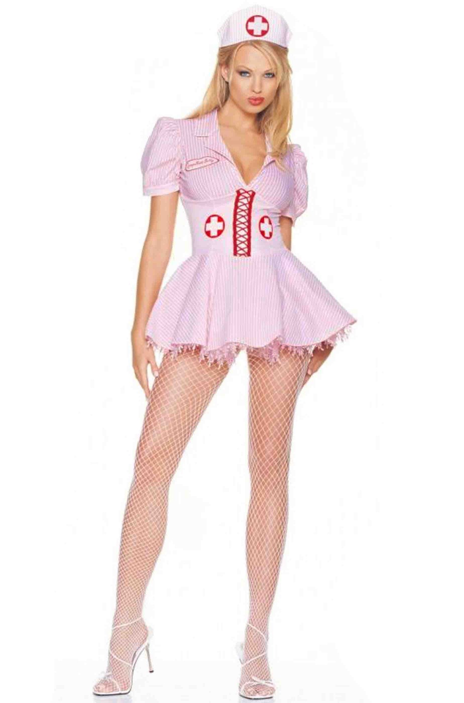 Costume infermiera adulta con criss cross elastico