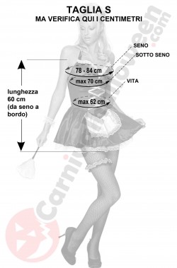 Misure del costume da cameriera sexy nera e rosa taglia S