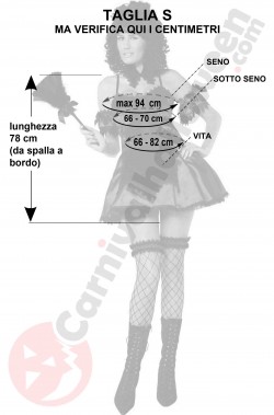 Misure costume da cameriera gotica vampira taglia S