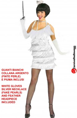 Costume Charleston donna con frange bianco