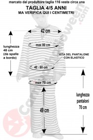 Misure costume da carcerato bambino taglia 4 5 anni