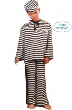 Costume da carcerato bambino 4 5 anni di cotone