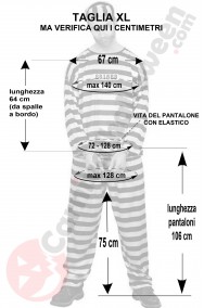 Misure del costume da detenuto taglia XL