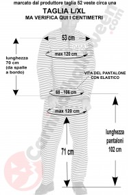 Misure costume da carcerato classico taglia L XL