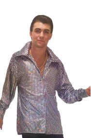 Camicia anni 70 pied-de-poule argento e nero