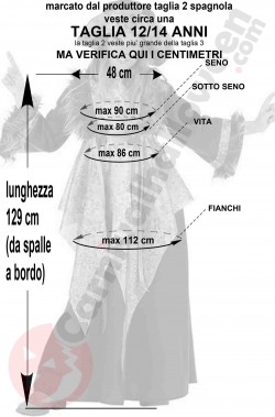 Misure costume anni 70 bambina fiori taglia 10 14 anni