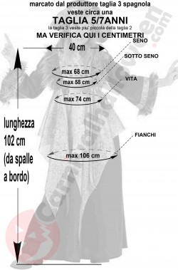 Misure costume anni 70 bambina fiori taglia 5 7 anni