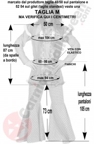 Misure Costume Anni 70 zampa d'elefante woodstock taglia M