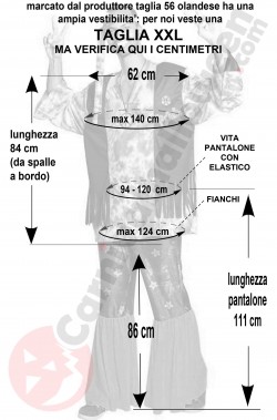 Misure costume anni 70 hippie uomo woodstock taglia XXL