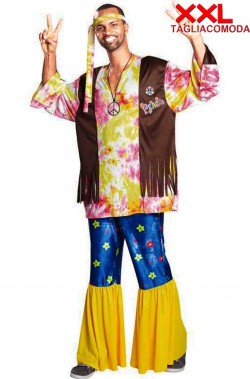 Costume anni 70 hippie uomo woodstock taglia grande