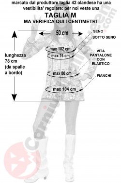 Misure costume anni 70 sexy donna fiorito taglia M