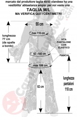Misure costume anni 70 uomo hippie taglia M L