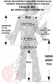 Misure costume anni 70 uomo hippie taglia M L