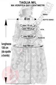 Misure dell'abito coloniale americano western taglia M L donna