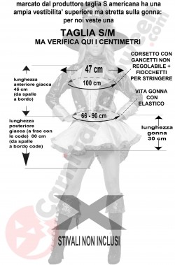 Misure del Costume da Cappellaia Matta Alice in Wonderland adulta taglia SM