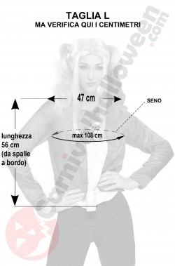 Misure del costume di Harley Quinn adulta taglia L