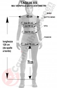 Misure Costume cosplay di Harley Quinn versione fumetto taglia XS