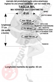 Misure costume di Cappuccetto Rosso donna corto taglia M L