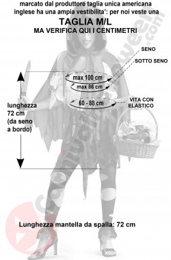 Misure costume di Halloween Cappuccetto Rosso Horror taglia M L