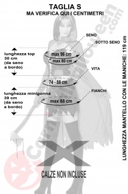Misure costume da cappuccetto rosso assassino taglia S